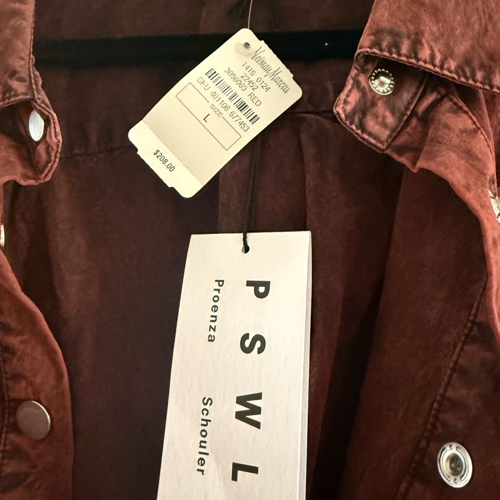 Proenza Schouler Short Sleeve Button-Down Shirt Dress in Rust - Picture 2 of 4